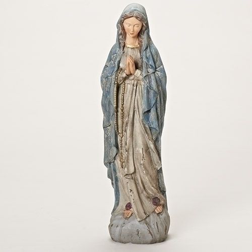 Our Lady of Lourdes Statue with Antiqued Stone Finish